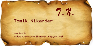 Tomik Nikander névjegykártya